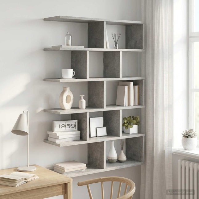 Væghylde Betongrå 70 x 20 x 100 cm Konstrueret træ