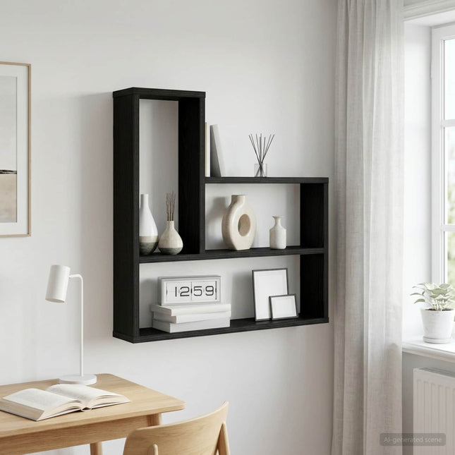 Væghylde Sort eg 60 x 11 x 60 cm Konstrueret træ