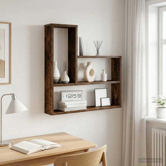 Væghylde Røget eg 60 x 11 x 60 cm Konstrueret træ