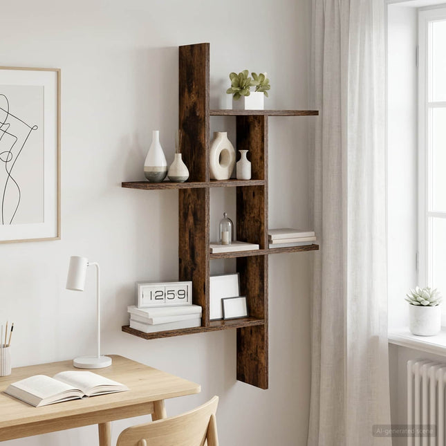 Væghylde Røget eg 61 x 15 x 102 cm Konstrueret træ
