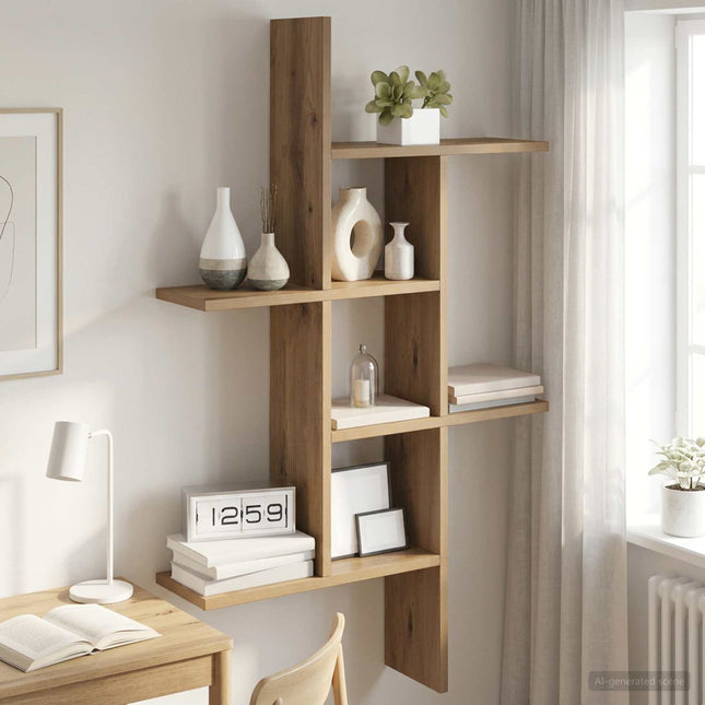 Væghylde Artisan-eg 61 x 15 x 102 cm Konstrueret træ