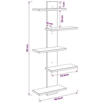 Væghængt Flydende Hylde Røget eg 48,5 x 15 x 101 cm