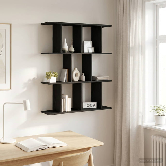 Væghylde Sort eg 80 x 20 x 96 cm Konstrueret træ