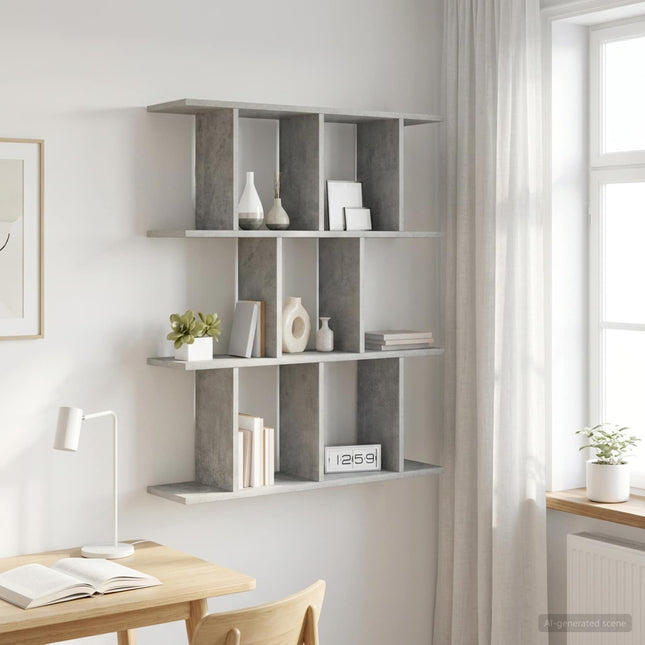 Væghylde Betongrå 80 x 20 x 96 cm Konstrueret træ