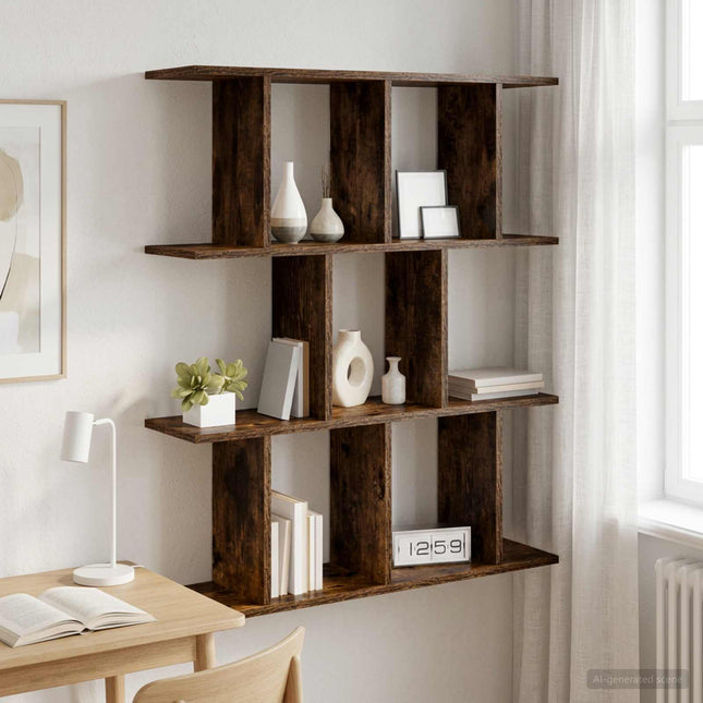 Væghylde Røget eg 80 x 20 x 96 cm Konstrueret træ