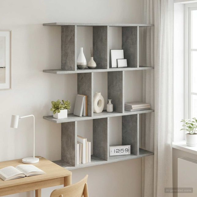 Væghylde Betongrå 102 x 20 x 96 cm Konstrueret træ