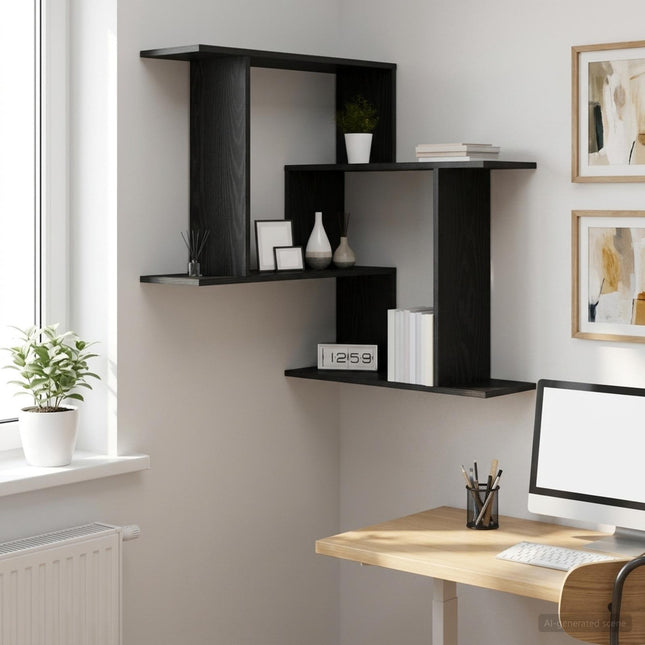 Væghylde Sort eg 67 x 67 x 87 cm Konstrueret træ