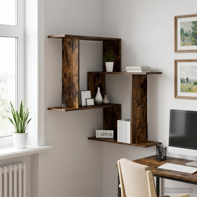 Væghylde Røget eg 67 x 67 x 87 cm Konstrueret træ