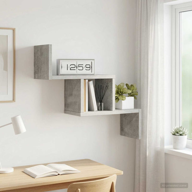 Væghylde Betongrå 48 x 15 x 42 cm Konstrueret træ