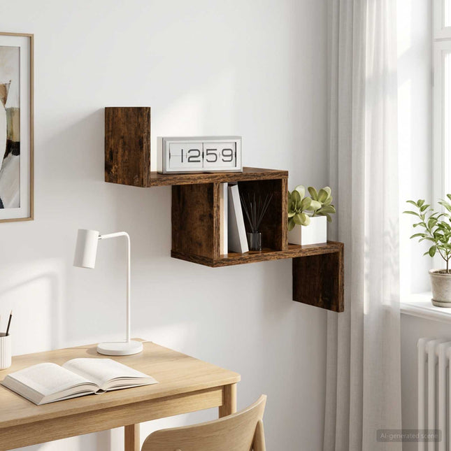 Væghylde Røget eg 48 x 15 x 42 cm Konstrueret træ