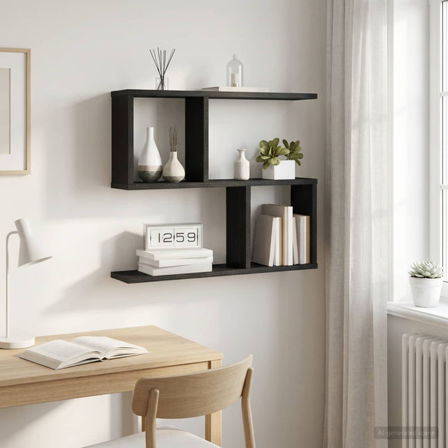 Væghylde Sort eg 60 x 12 x 50,5 cm Konstrueret træ