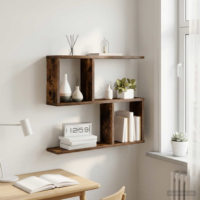 Væghylde Røget eg 60 x 12 x 50,5 cm Konstrueret træ