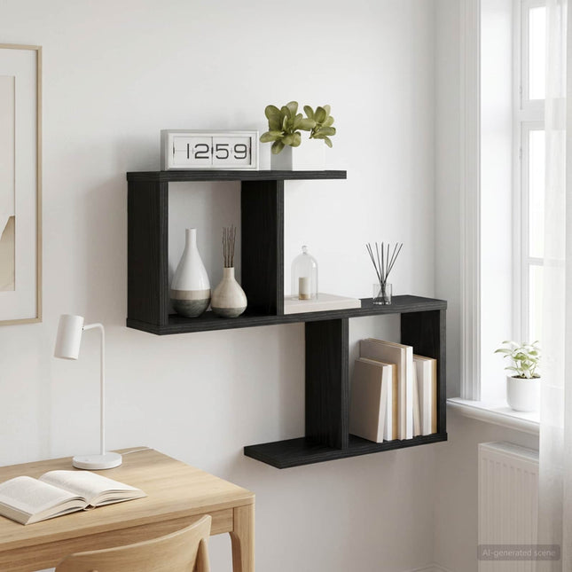 Væghylde Sort eg 60 x 12 x 50,5 cm Konstrueret træ