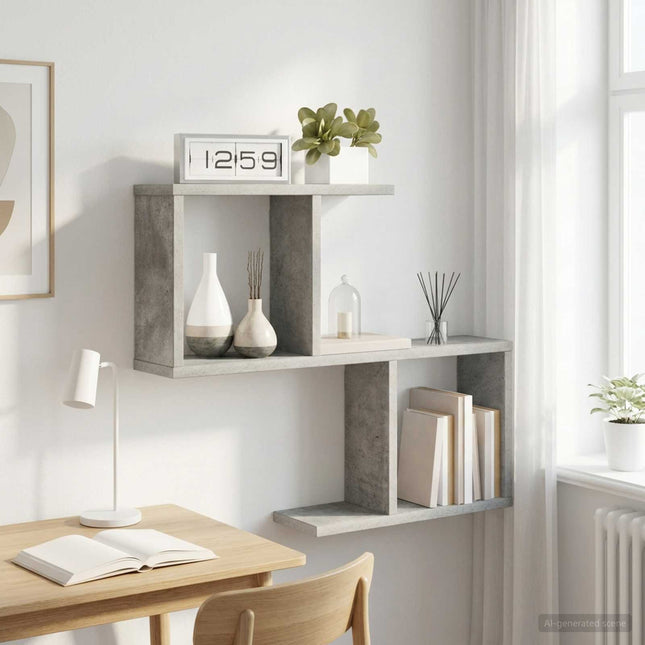 Væghylde Betongrå 60 x 12 x 50,5 cm Konstrueret træ