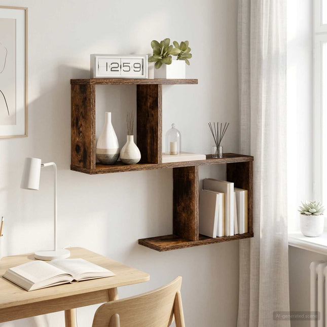 Væghylde Røget eg 60 x 12 x 50,5 cm Konstrueret træ
