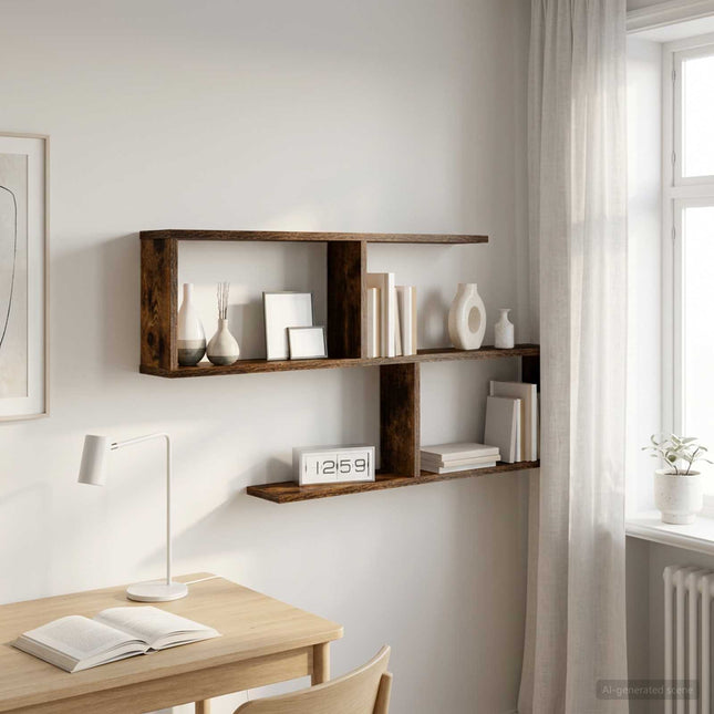 Væghylde Røget eg 100 x 12 x 50,5 cm Konstrueret træ