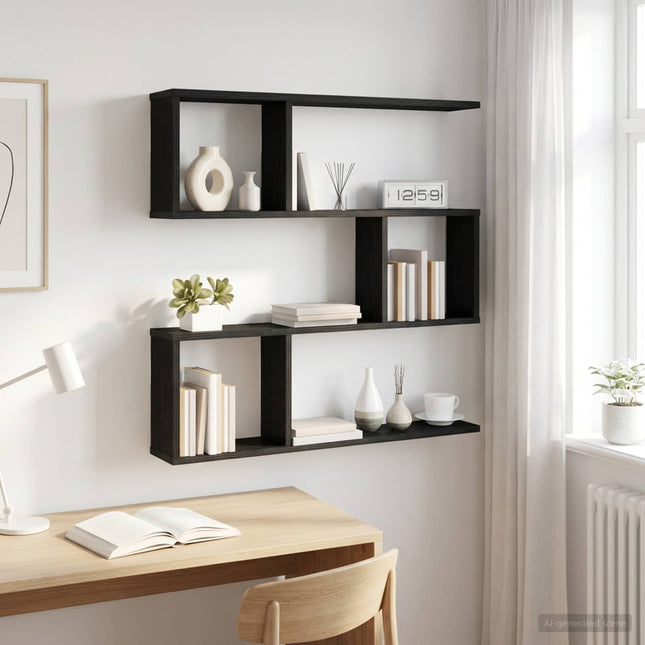 Væghylde Sort eg 80 x 12 x 79,5 cm Konstrueret træ
