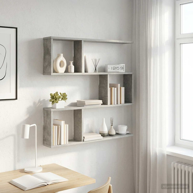 Væghylde Betongrå 80 x 12 x 79,5 cm Konstrueret træ