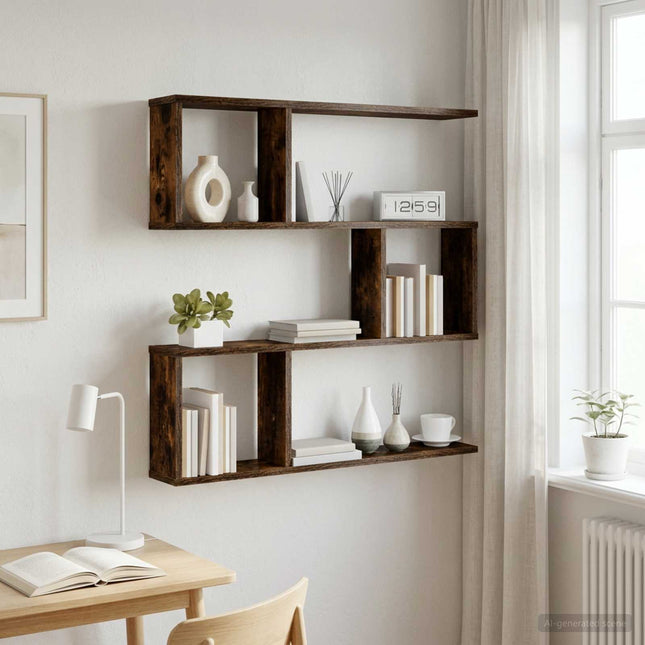 Væghylde Røget eg 80 x 12 x 79,5 cm Konstrueret træ