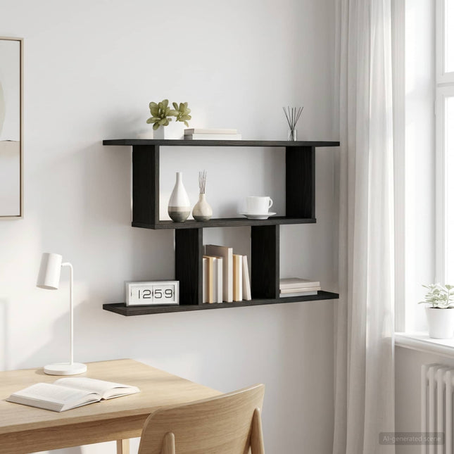 Væghylde Sort eg 80 x 15 x 50,5 cm Konstrueret træ