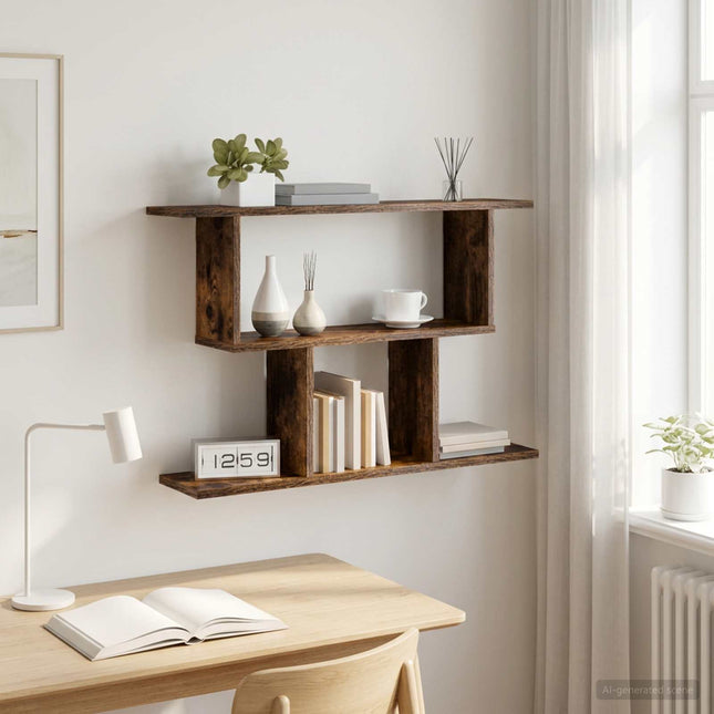 Væghylde Røget eg 80 x 15 x 50,5 cm Konstrueret træ