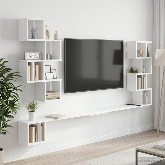 Væghængt TV-hylde Hvid 180 x 15 x 94 cm Konstrueret træ