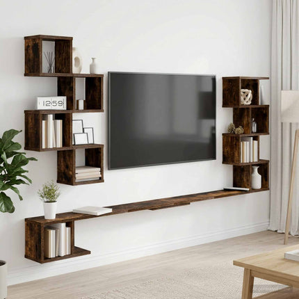 Væghængt TV-hylde Røget eg 180 x 15 x 94 cm Konstrueret træ