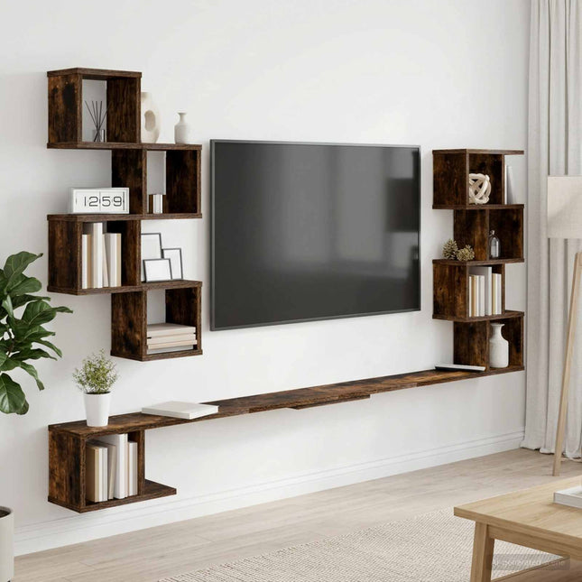 Væghængt TV-hylde Røget eg 180 x 15 x 94 cm Konstrueret træ