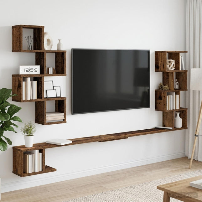 Væghængt TV-hylde Gammelt træ 180 x 15 x 94 cm Konstrueret træ