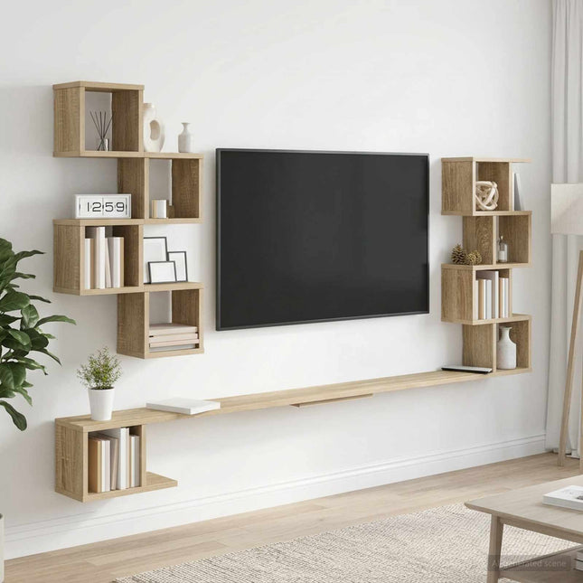 Væghængt TV-hylde Sonoma-eg 200 x 15 x 94 cm Konstrueret træ
