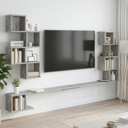 Væghængt TV-hylde Betongrå 200 x 15 x 94 cm Konstrueret træ