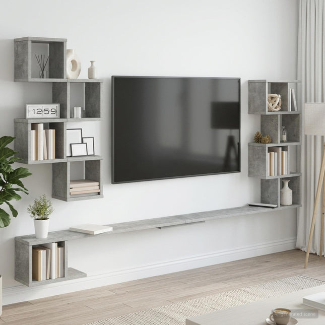 Væghængt TV-hylde Betongrå 200 x 15 x 94 cm Konstrueret træ