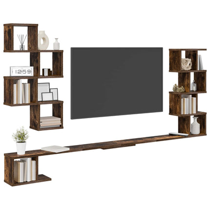 Væghængt TV-hylde Røget eg 200 x 15 x 94 cm Konstrueret træ