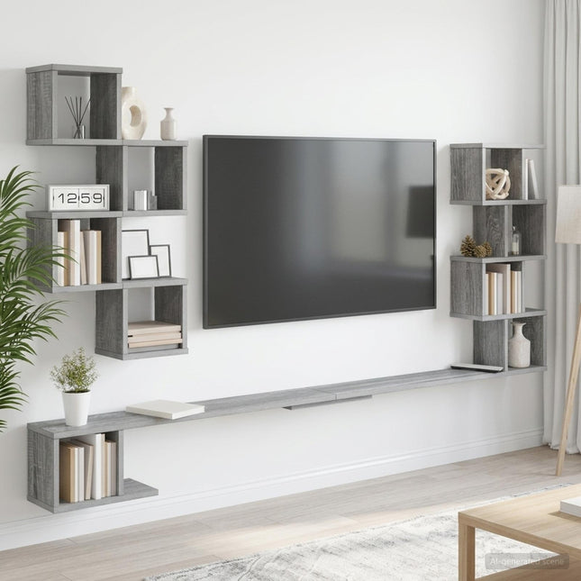 Væghængt TV-hylde Grå Sonoma 200 x 15 x 94 cm Konstrueret træ
