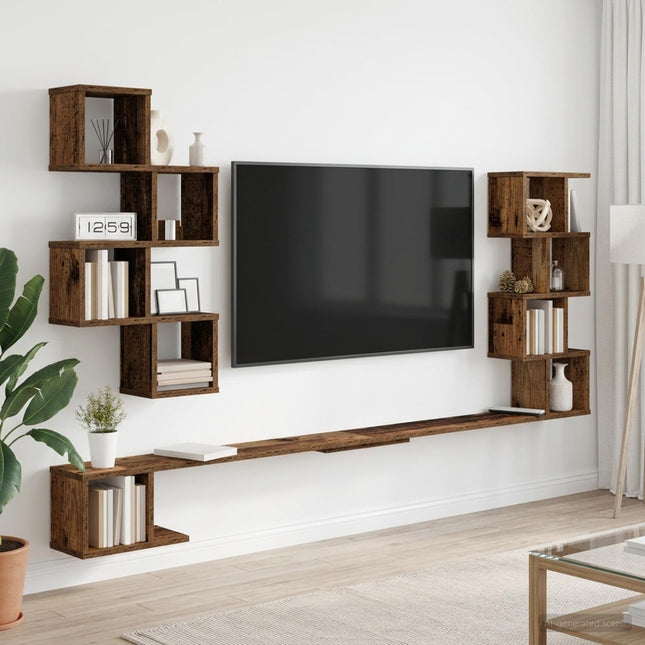 Væghængt TV-hylde Gammelt træ 200 x 15 x 94 cm Konstrueret træ