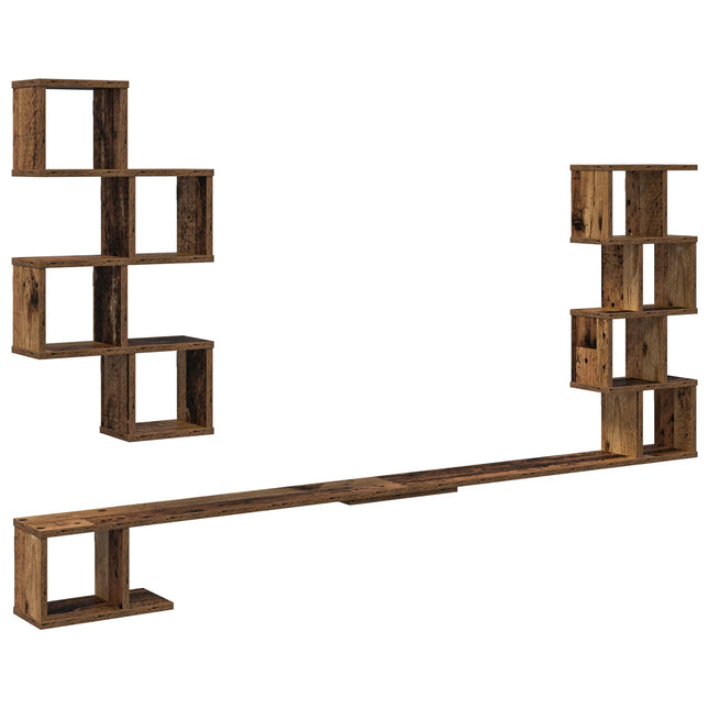 Væghængt TV-hylde Gammelt træ 200 x 15 x 94 cm Konstrueret træ