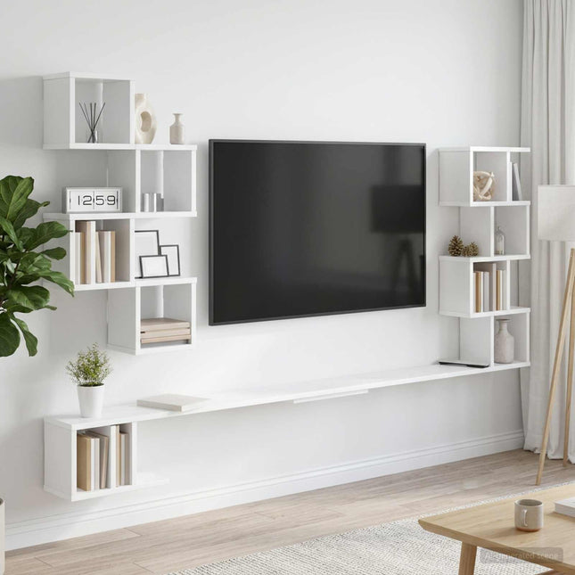 Væghængt TV-hylde Hvid 160 x 15 x 94 cm Konstrueret træ
