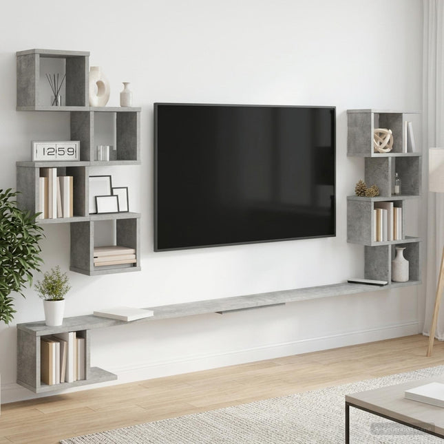 Væghængt TV-hylde Betongrå 160 x 15 x 94 cm Konstrueret træ