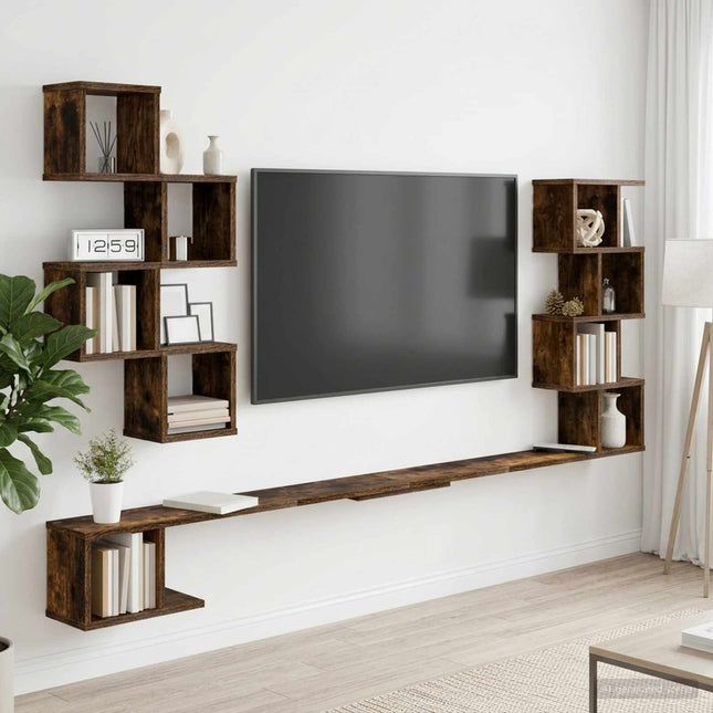Væghængt TV-hylde Røget eg 160 x 15 x 94 cm Konstrueret træ