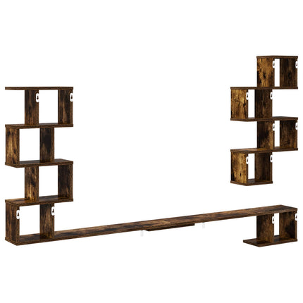 Væghængt TV-hylde Røget eg 160 x 15 x 94 cm Konstrueret træ