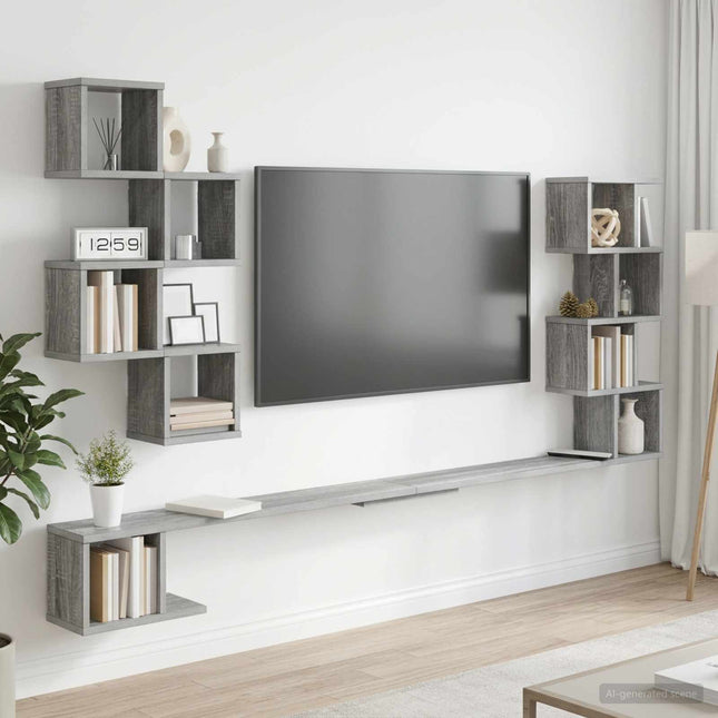 Væghængt TV-hylde Grå Sonoma 160 x 15 x 94 cm Konstrueret træ
