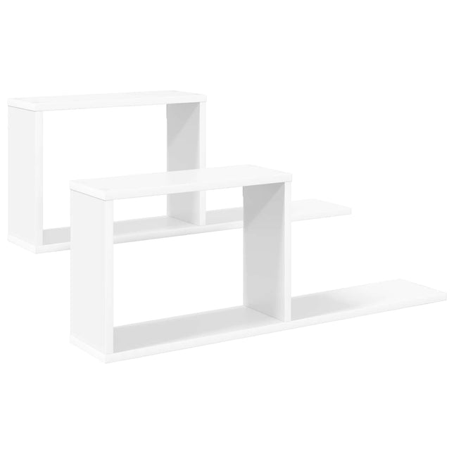 Svævehylder 2 stk. Hvid 80 x 15 x 30 cm Konstrueret træ