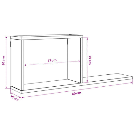 Svævehylder Sort eg 80 x 15 x 30 cm Konstrueret træ