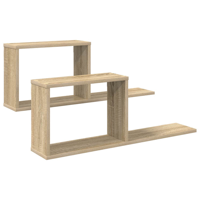 Svævehylder 2 stk. Sonoma-eg 80 x 15 x 30 cm Konstrueret træ