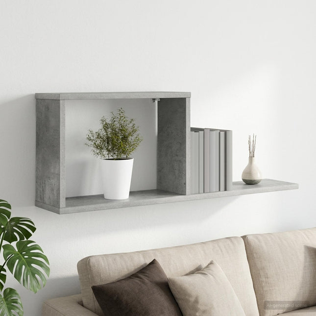 Svævehylder Betongrå 80 x 15 x 30 cm Konstrueret træ