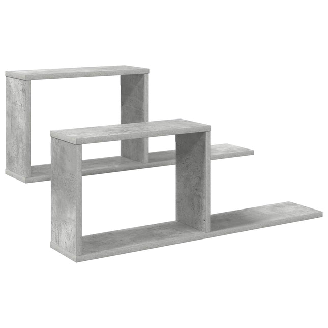 Svævehylder 2 stk. Betongrå 80 x 15 x 30 cm Konstrueret træ
