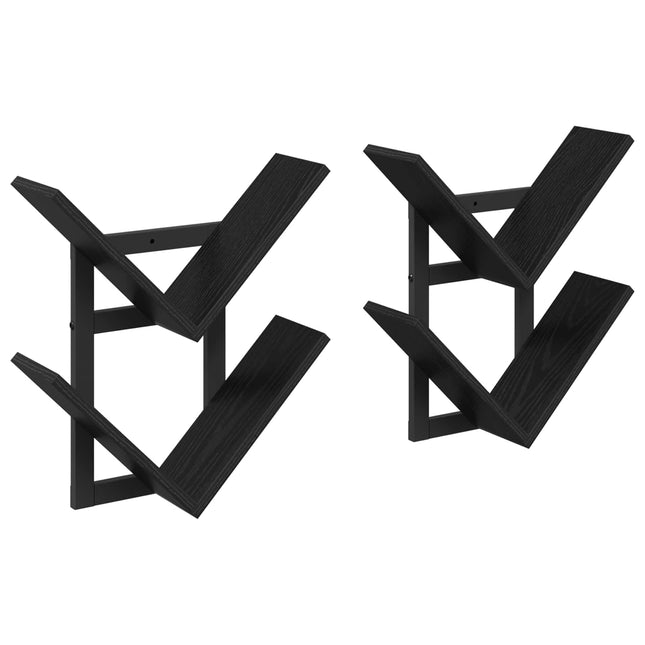 Væghængt Flydende Hylde 2 stk. Sort eg 43 x 15 x 47 cm