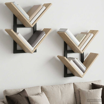 Væghængt Flydende Hylde 2 pcs Sonoma-eg 43 x 15 x 47 cm