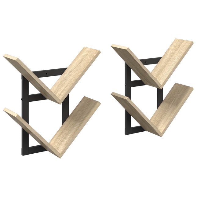 Væghængt Flydende Hylde 2 stk. Sonoma-eg 43 x 15 x 47 cm