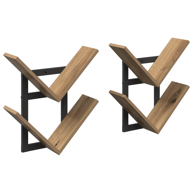 Væghængt Flydende Hylde 2 stk. Artisan-eg 43 x 15 x 47 cm